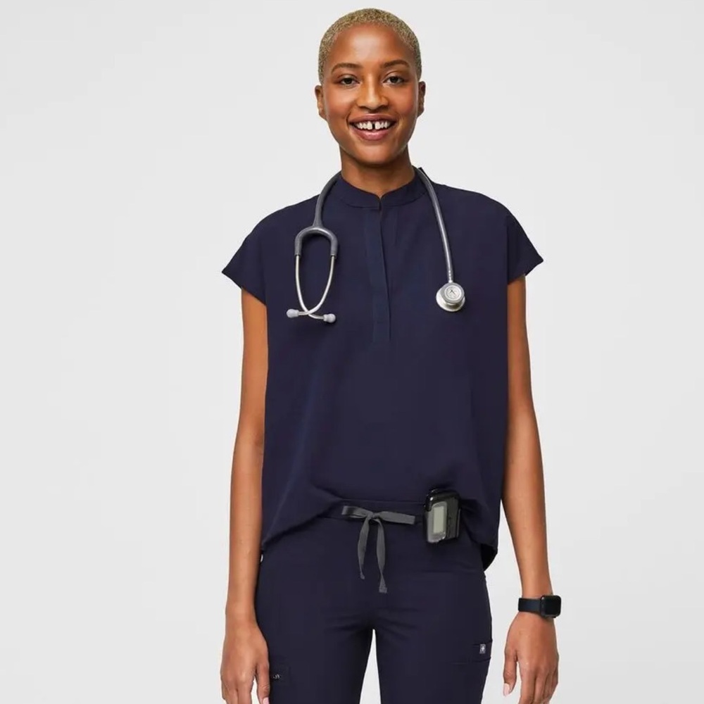 Figs Navy Blue Montex Scrub Top
